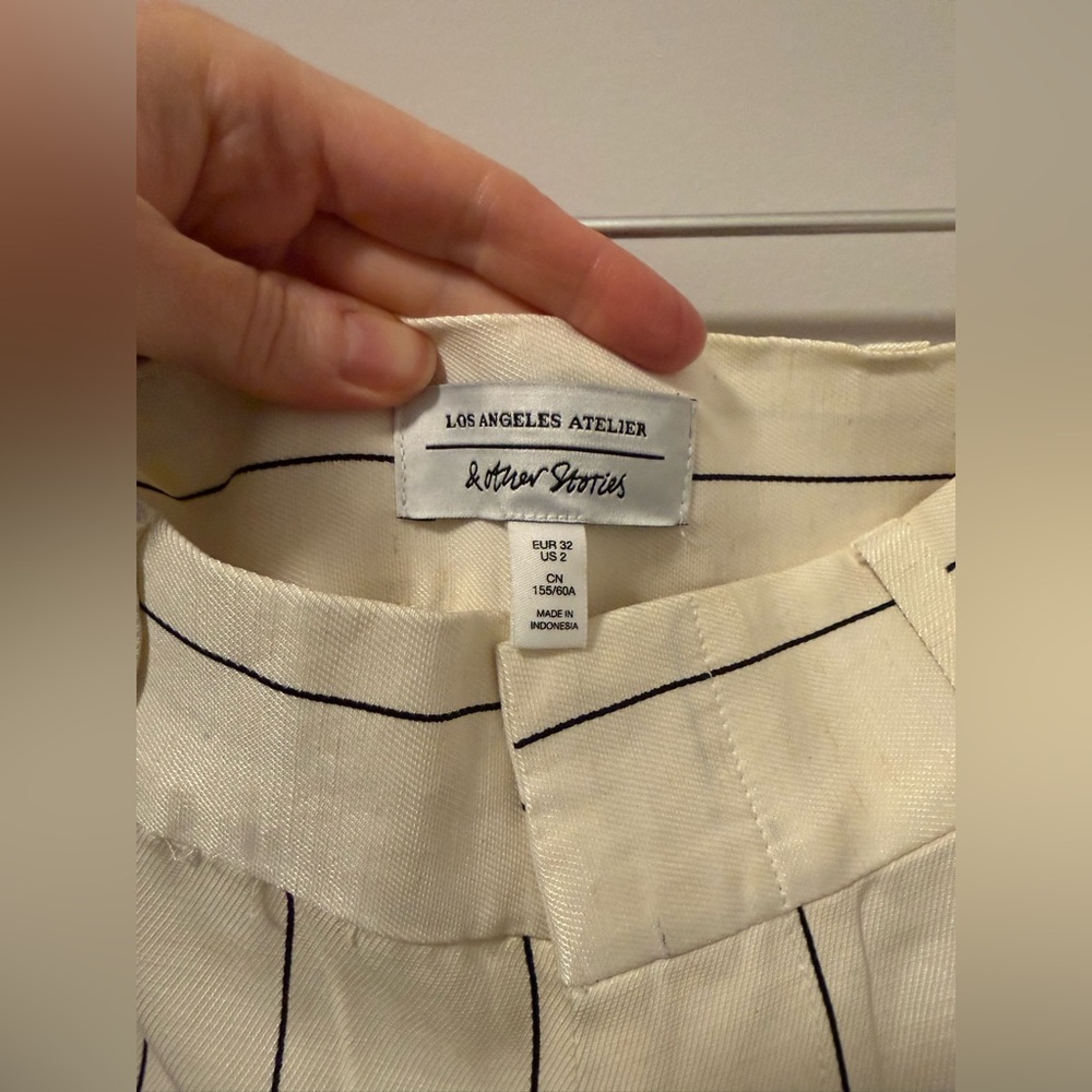 & Other Stories Cream and Black Striped Trousers - image 3